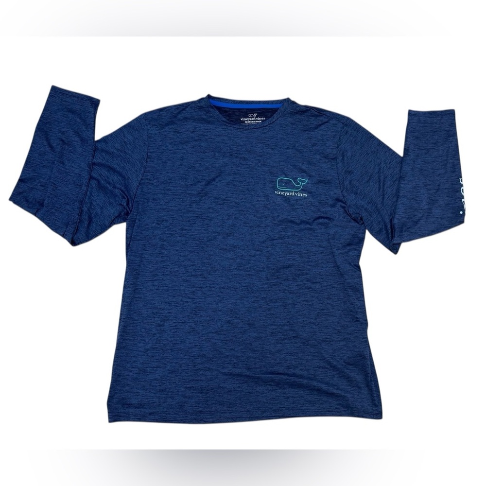 Vineyard Vines Blue Performance Long Sleeve Tee Whale Logo Men’s L